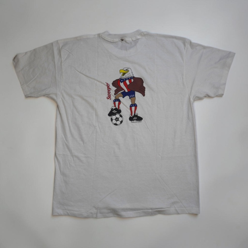 Vtg 1993 USA Soccer World Cup 94 Sweeper Eagle T Shirt Single Stitch Mens XL